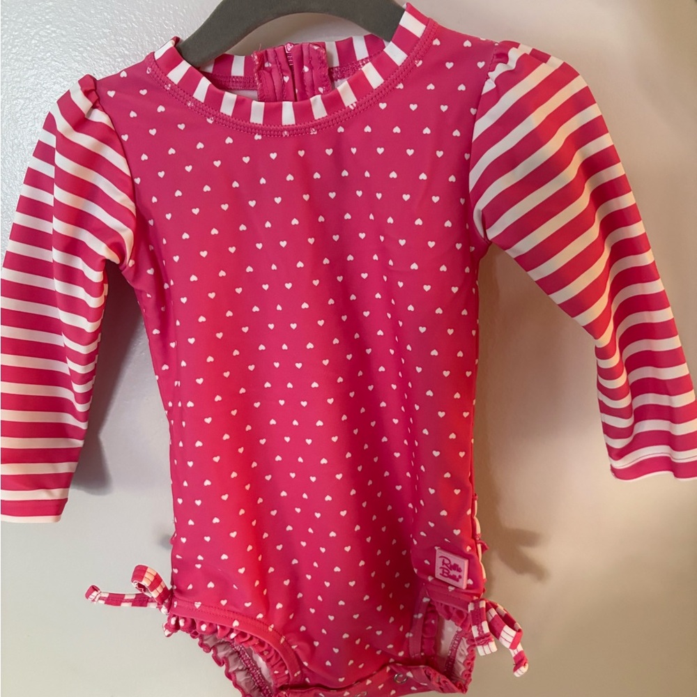 Pink Heart and Stripe Baby Bodysuit